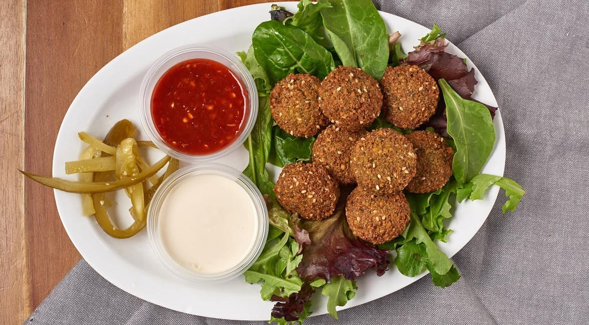 Crispy falafel plate at Yafa Hummus Tracy CA