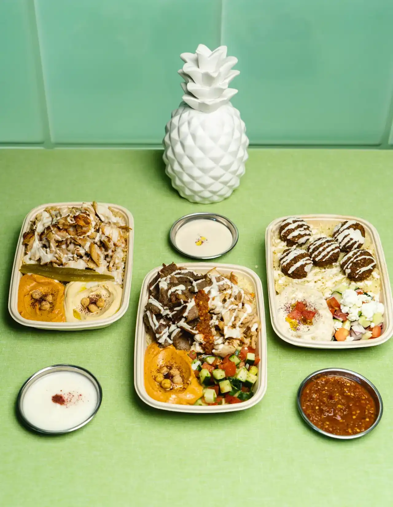 Fresh Mediterranean wraps and hummus bowls at Yafa Hummus