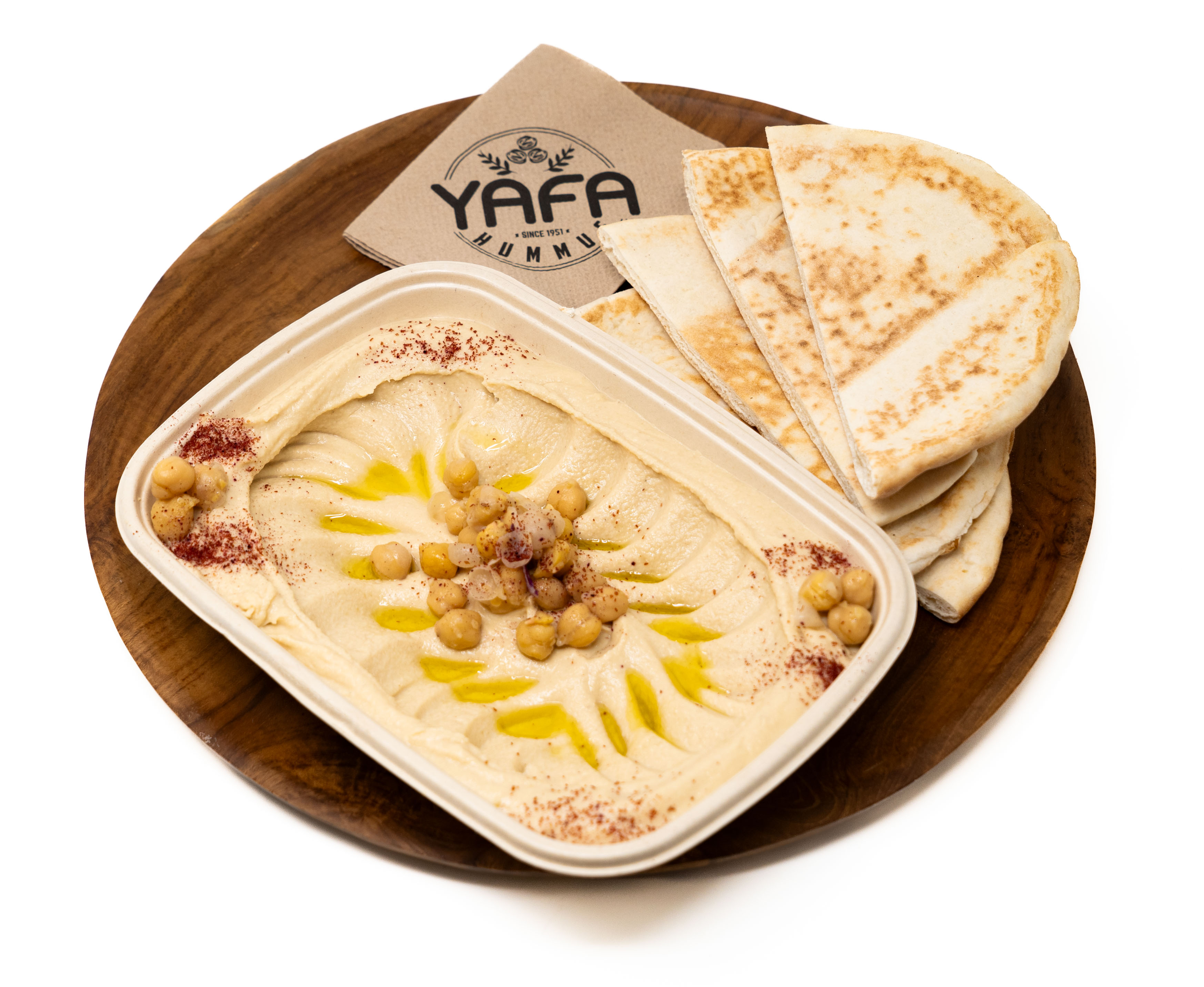Hummus and pita at Yafa Hummus