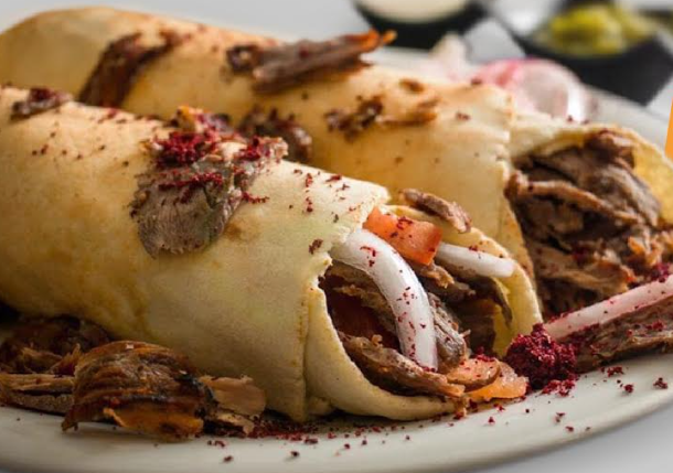 Steak shawarma roll at Yafa Hummus